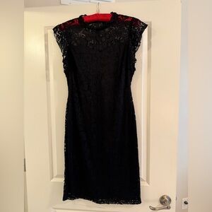Enfocus Studio Black and Red Lace Midi Dress